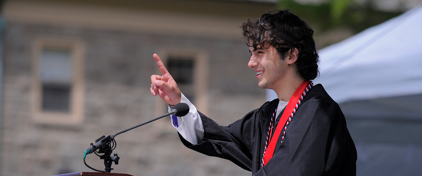 Senior Class Speaker Ramzi Kaiss '17 addresses the Class of 2017.